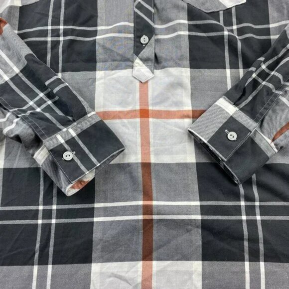 Patagonia Shirt Women Adult Medium M Gray Plaid 1/2 Half Button Up Long Sleeve - Picture 5 of 15
